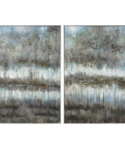 Wall Art Uttermost Gray Reflections Landscape Art S/2