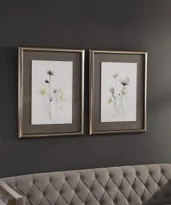 Uttermost Stem Illusion Floral Art, S/2 Wall Art