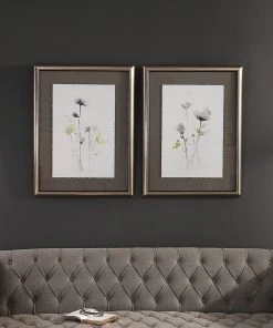 Uttermost Stem Illusion Floral Art, S/2 Wall Art