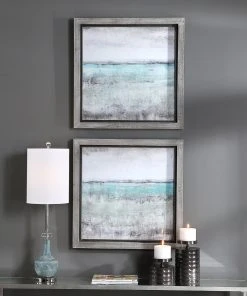 Wall Art Uttermost Aqua Horizon Framed Prints, Set/2