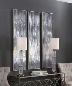 Uttermost Gray Showers Hand Painted Canvases, Set/3 9 Uttermost Gray Showers Hand Painted Canvases, Set/3