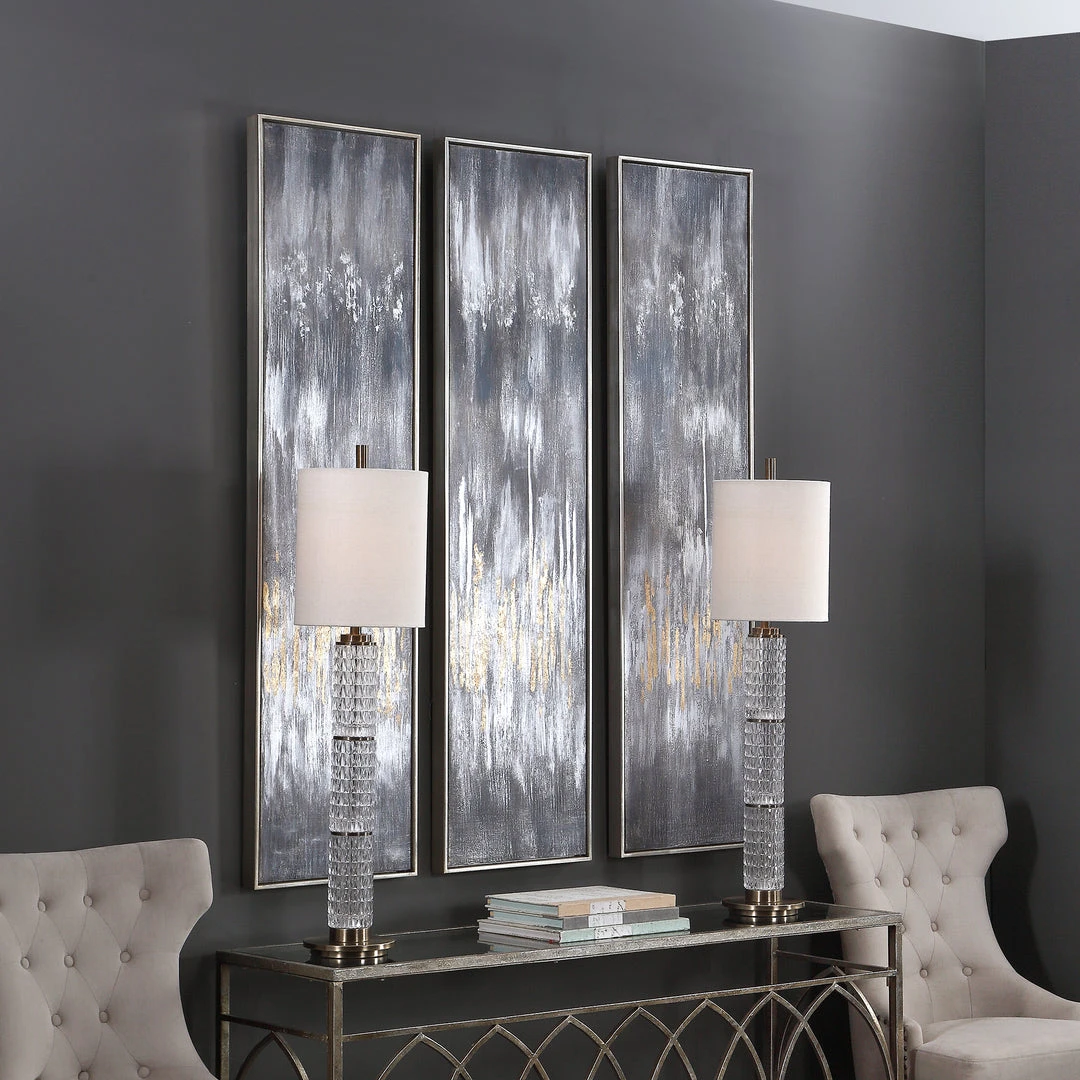Uttermost Gray Showers Hand Painted Canvases, Set/3 5 Uttermost Gray Showers Hand Painted Canvases, Set/3