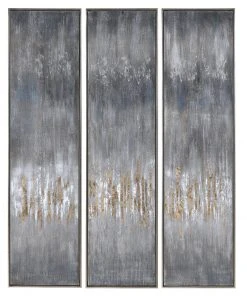 Uttermost Gray Showers Hand Painted Canvases, Set/3