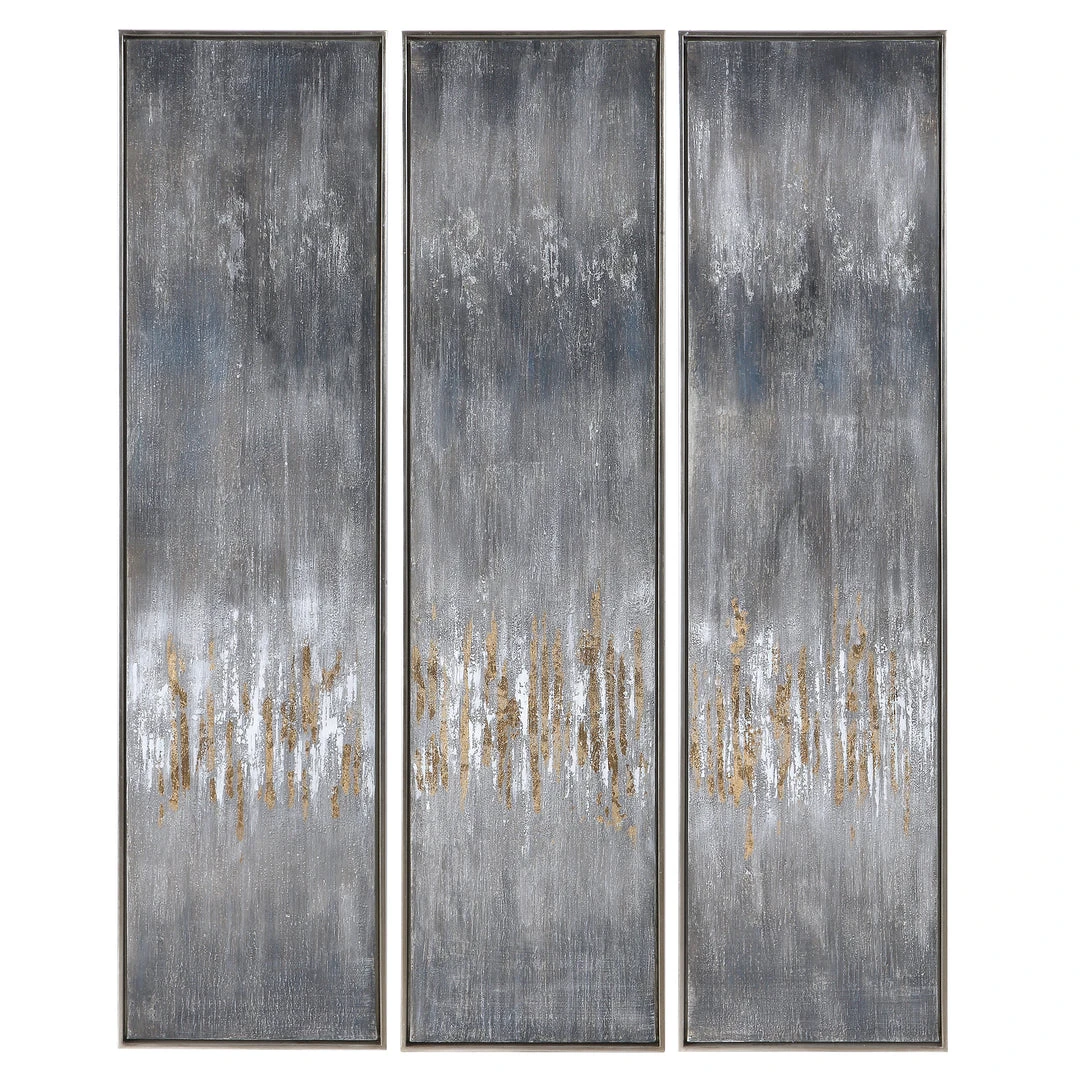 Uttermost Gray Showers Hand Painted Canvases, Set/3 3 Uttermost Gray Showers Hand Painted Canvases, Set/3