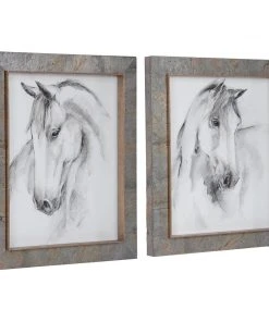 Wall Art Uttermost Equestrian Watercolor Framed Prints, S/2