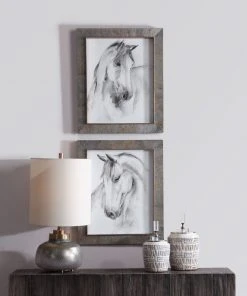 Wall Art Uttermost Equestrian Watercolor Framed Prints, S/2