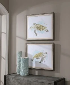 Wall Art Uttermost Sea Turtle Study Watercolor Prints, S/2