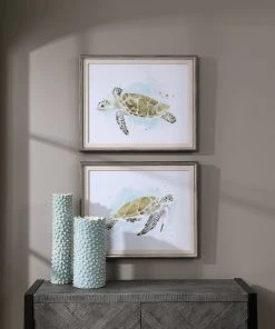 Wall Art Uttermost Sea Turtle Study Watercolor Prints, S/2