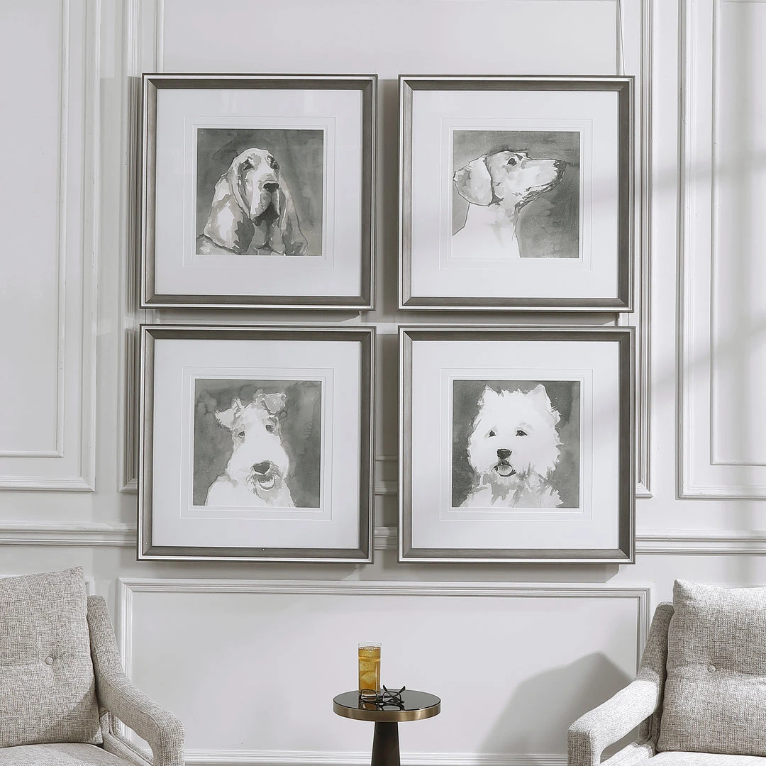 Uttermost Modern Dogs Framed Prints, S/4 4 Uttermost Modern Dogs Framed Prints, S/4