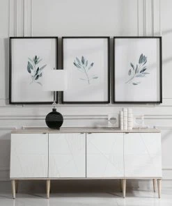 Wall Art Uttermost Simple Sage Watercolor Prints, S/3