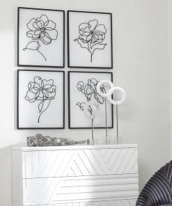 Uttermost Bloom Black White Framed Prints, S/4