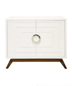 LIVING ROOM Worlds Away White Lacquer 2 Door Cabinet W Nickel Hardware