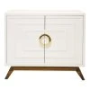 LIVING ROOM Worlds Away White Lacquer 2 Door Cabinet W Brass Hardware