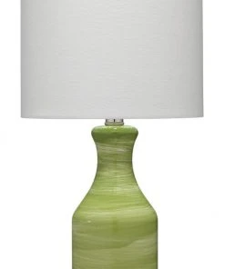 Jamie Young Bungalow Table Lamp With Shade Green & White Swirl