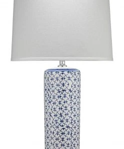 Jamie Young Vivian Table Lamp In Blue & White Ceramic