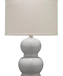Jamie Young Bubble Ceramic Table Lamp With Drum Shade In Dove Grey Table Lamps