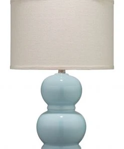 Jamie Young Bubble Ceramic Table Lamp With Drum Shade In Blue Table Lamps