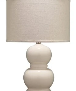Jamie Young Bubble Ceramic Table Lamp With Drum Shade In Cream Table Lamps