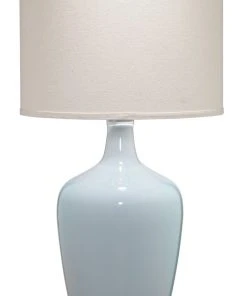 Table Lamps Jamie Young Plum Jar Table Lamp With Drum Shade In Dove Grey Ceramic