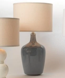 Table Lamps Jamie Young Plum Jar Table Lamp With Drum Shade In Dove Grey Ceramic 9 Table Lamps Jamie Young Plum Jar Table Lamp With Drum Shade In Dove Grey Ceramic