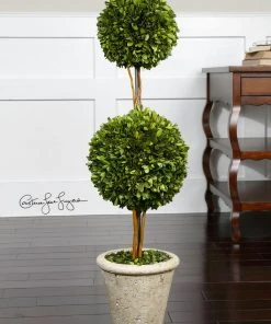 DECOR Uttermost Two Sphere Topiary Preserved Boxwood