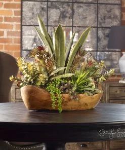Uttermost Salar Succulents In Teak Bowl DECOR