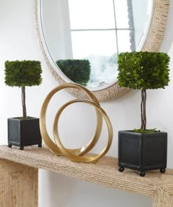 DECOR Uttermost Preserved Boxwood Square Topiaries, S/2