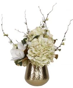 Uttermost Seabrook Floral Bouquet In Gold Vase 9 Uttermost Seabrook Floral Bouquet In Gold Vase