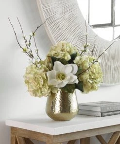 Uttermost Seabrook Floral Bouquet In Gold Vase