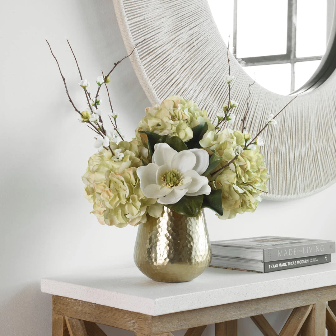 Uttermost Seabrook Floral Bouquet In Gold Vase 4 Uttermost Seabrook Floral Bouquet In Gold Vase