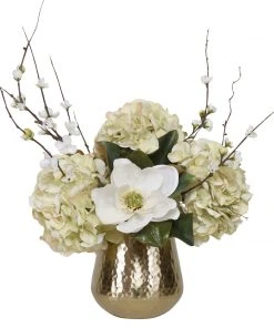 Uttermost Seabrook Floral Bouquet In Gold Vase