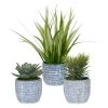 Uttermost Puebla Greenery In Blue & White Pots, S/3 DECOR