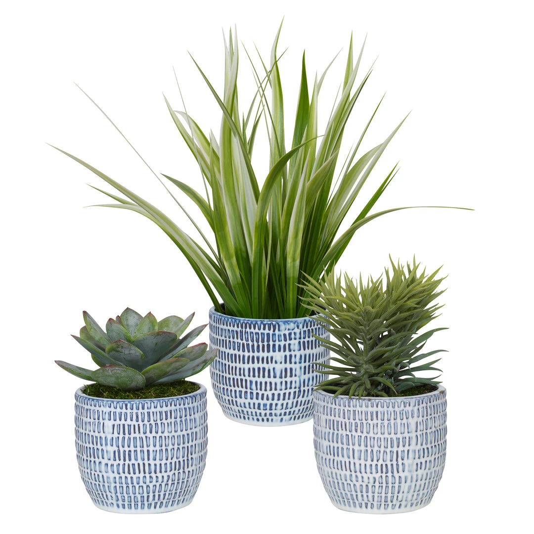 Uttermost Puebla Greenery In Blue & White Pots, S/3 DECOR 3 Uttermost Puebla Greenery In Blue & White Pots, S/3 DECOR