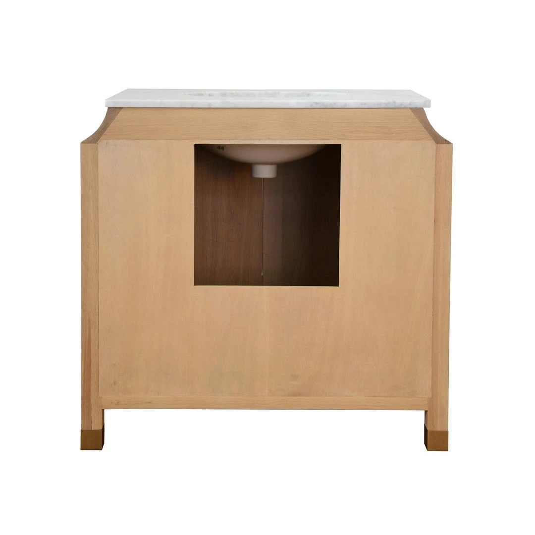 LIVING ROOM Worlds Away Bath Vanity In Cerused Oak With Antique Brass Ring Hardware, White Marble Top, And Porcelain Sink 6 LIVING ROOM Worlds Away Bath Vanity In Cerused Oak With Antique Brass Ring Hardware, White Marble Top, And Porcelain Sink