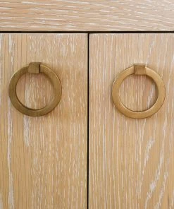LIVING ROOM Worlds Away Bath Vanity In Cerused Oak With Antique Brass Ring Hardware, White Marble Top, And Porcelain Sink