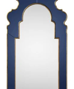 Bunny Williams For Mirror Home Gold Speckle & Blue Mirror Framed Mirror