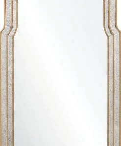 DECOR Bunny Williams For Mirror Home Burnished Gold Leaf & Antiqued Mirror Framed Mirror