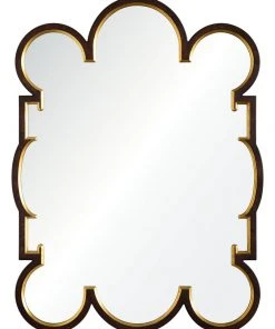 DECOR Bunny Williams For Mirror Home Walnut Burl Wood & Distressed Gold Leaf Mirror