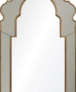 DECOR Bunny Williams For Mirror Home Distressed Gold Leaf & Grey Mirror Framed Mirror