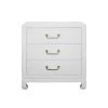 Worlds Away Three Drawer Chest With Brass Hardware In White Lacquered Basketweave Grasscloth LIVING ROOM