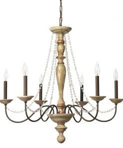 Jamie Young Maybel Chandelier In Washed Wood & Crystal All Lighting
