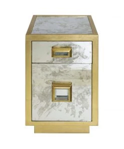Side & End Tables Worlds Away One Drawer Side Table With Antique Mirror Side In Gold Leaf