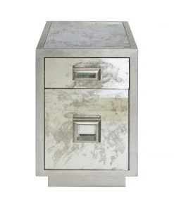 Side & End Tables Worlds Away One Drawer Side Table With Antique Mirror Side In Silver Leaf
