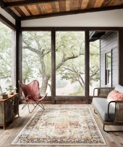 Loloi Clara Power Loomed Ivory / Charcoal Rug