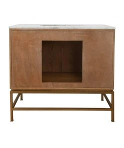 LIVING ROOM Worlds Away Bath Vanity In Matte Dark Burl Wood And Antique Brass With White Marble Top And Porcelain Sink