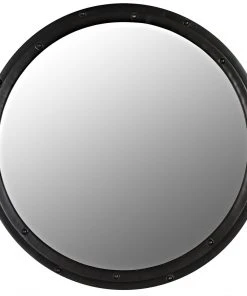 DECOR Noir Round Mirror, Black Metal