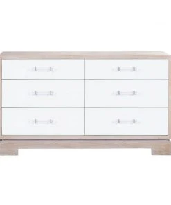 Worlds Away Chest W. White Lacquer Drawers And Cerused Oak Case