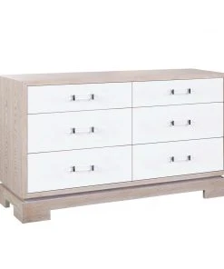 Worlds Away Chest W. White Lacquer Drawers And Cerused Oak Case