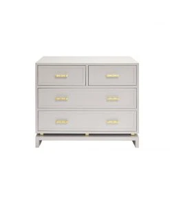 Worlds Away Four Dwr Chest W. Gold Lf Hdwr In Matte Grey Lacquer BEDROOM
