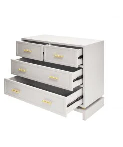 Worlds Away Four Dwr Chest W. Gold Lf Hdwr In Matte Grey Lacquer BEDROOM 9 Worlds Away Four Dwr Chest W. Gold Lf Hdwr In Matte Grey Lacquer BEDROOM